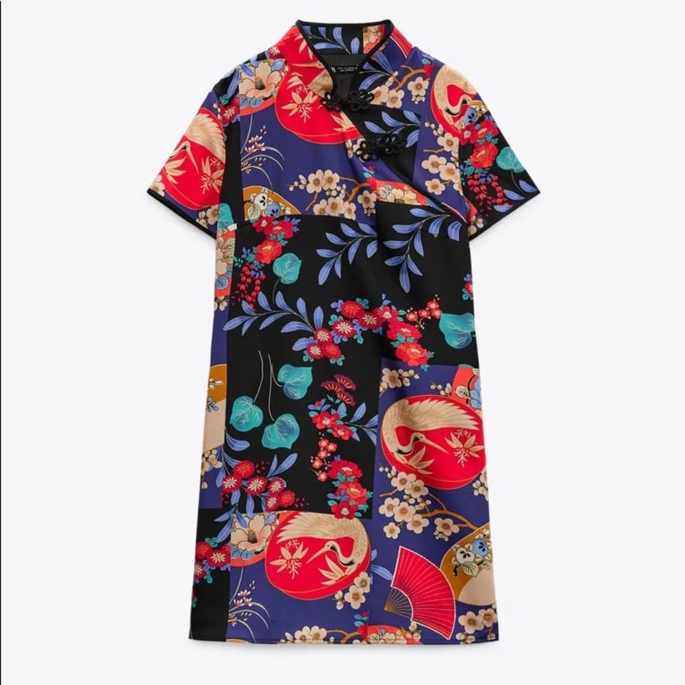 Zara Satin Effect Print Dress - Picture 6 of 9